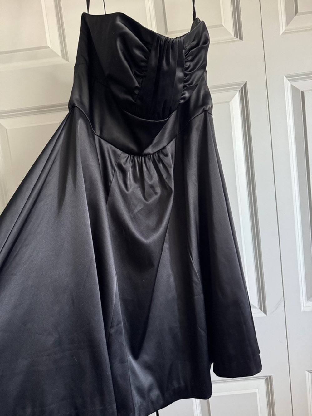 White House Black Market Black Satin A-Line Prom Dress